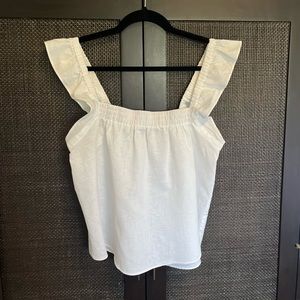 Mink pink Cotton Ruffle Sleeve Tank Top. White. Sz. Small.